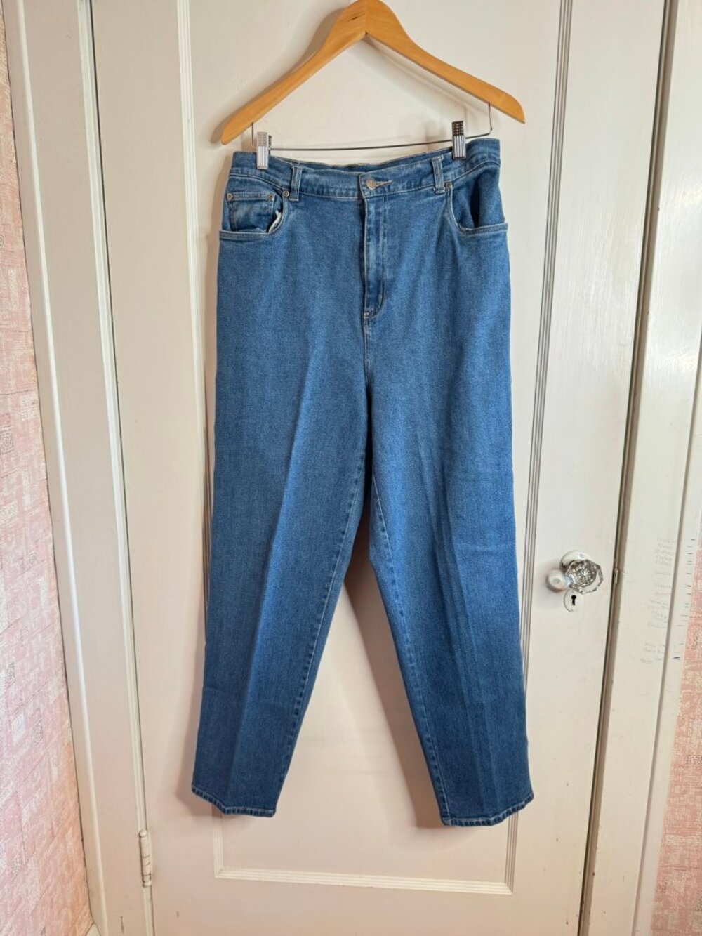 Quacker Factory Blue High Waist Jeans Candy Corn Embroidery sz 16
